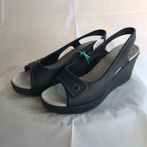 Black Crocs Havana Wedges Size 8